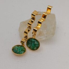 Aretes en bronce baño de Oro Piedra Esmeralda