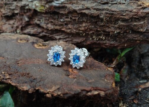 Aretes en Plata con piedras talladas