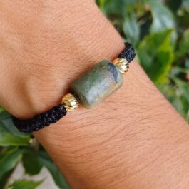 PULSERA CABUJÓN DE ESMERALDA CON BALINES ORO 18K