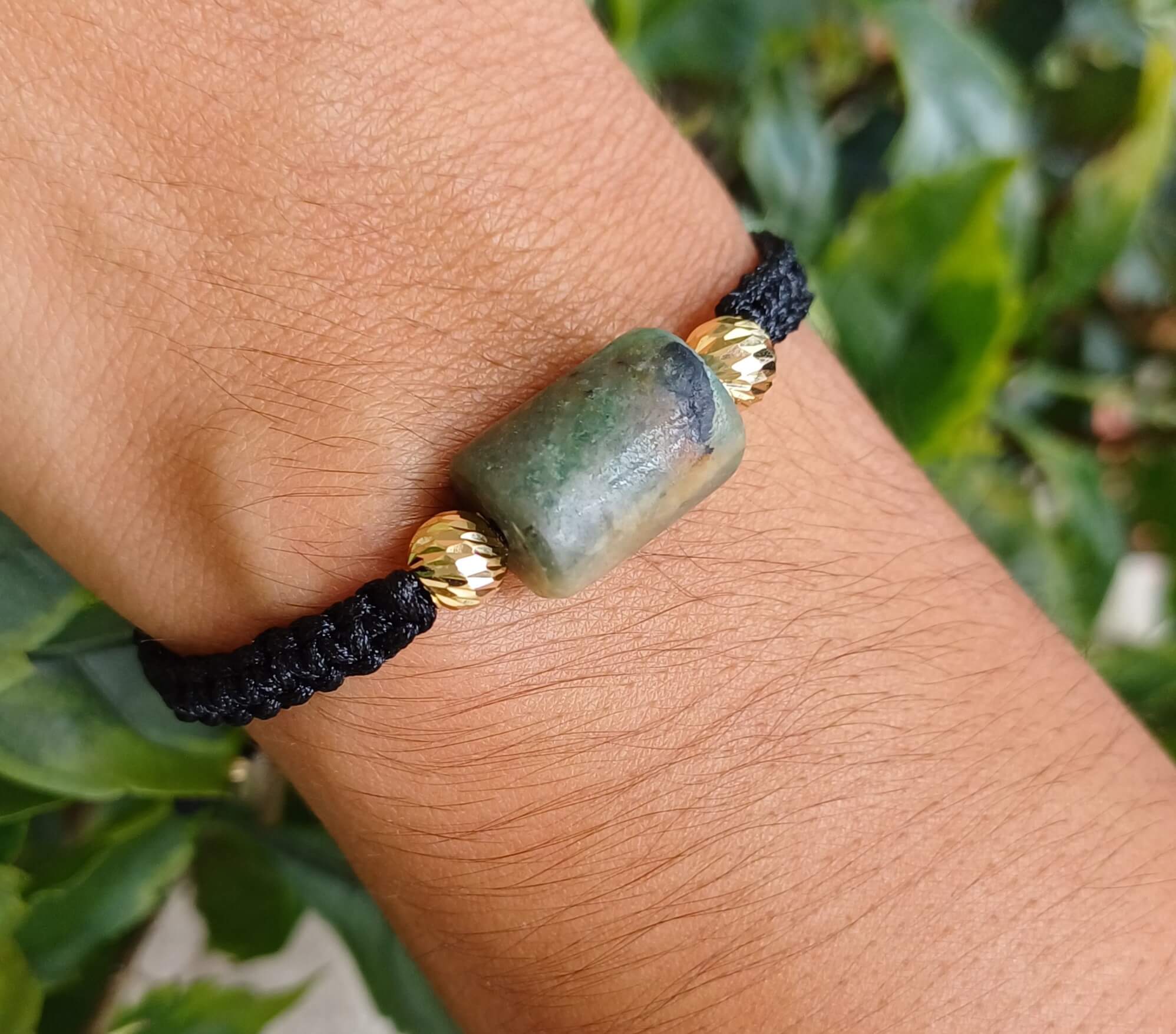 Pulsera cabujon esmeralda blaines de oro 18K